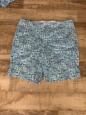 Lilly Pulitzer Blue Floral Print Bermuda Shorts
